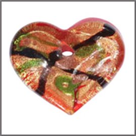 Pendentifs en verre de Murano - Coeur/33 mm - Rouge