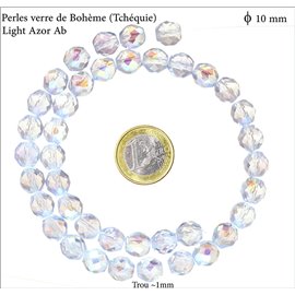 Perles en verre facettées - Rondes/10 mm - Cristal AB