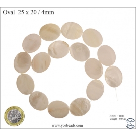 Perles en Nacre - Ovale/25 mm - Blanc