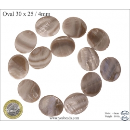 Perles en Nacre - Ovale/30 mm - Marron