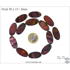 Perles en Nacre - Ovale/30 mm - Violet
