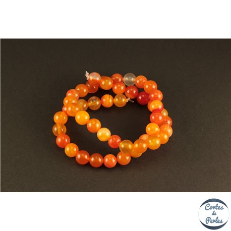 Perles semi précieuses en Agate - Rondes/8 mm - Rouge Orangé