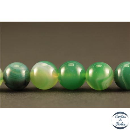 Perles semi précieuses en Agate - Rondes/8 mm - Vert Bouteille