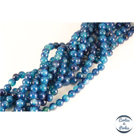 Perles semi précieuses en Agate - Rondes/8 mm - Bleu Roi