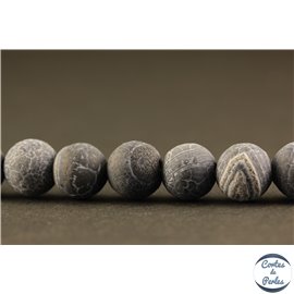 Perles dépolies en agate grise - Rondes/8mm