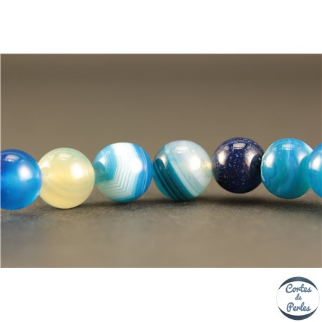 Perles semi précieuses en Agate - Rondes/8 mm - Bleu Azur