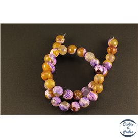 Perles semi précieuses en Agate - Rondes/10 mm - Violet et Jaune