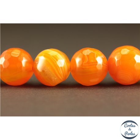 Perles semi précieuses en agate - Rondes/12 mm - Rouge orangé