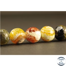 Perles semi précieuses en Agate - Rondes/12 mm - Jaune et Vert