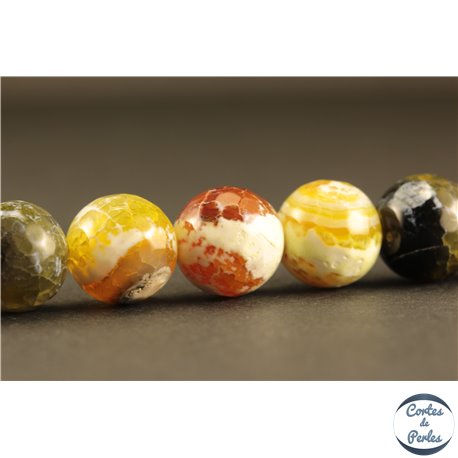 Perles semi précieuses en Agate - Rondes/12 mm - Jaune et Vert