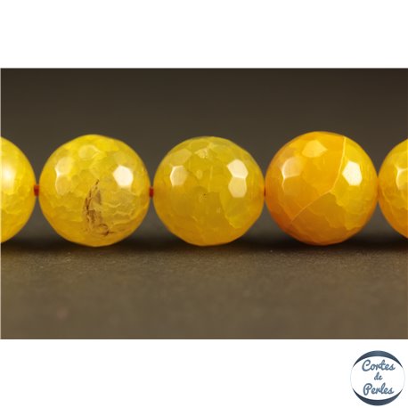 Perles semi précieuses en Agate - Rondes/12 mm - Jaune Canari