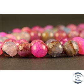 Perles en agate facettées vieux rose - Rondes/8mm