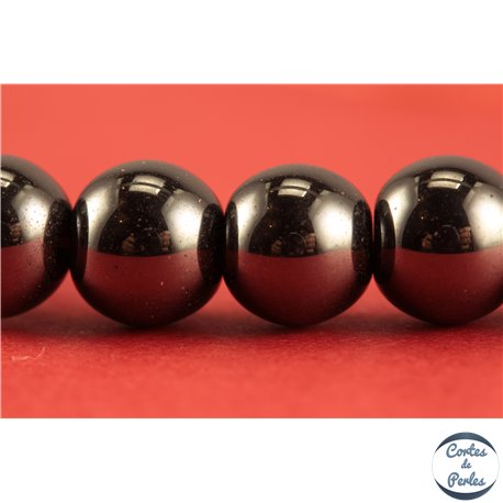 Perles semi précieuses en hématite - Rondes/8 mm - Noir