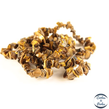 Perles semi précieuses en œil de tigre - Pépites/4 mm