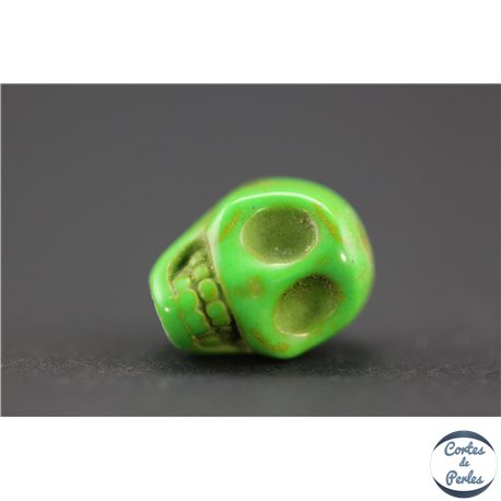 Perles semi précieuses en howlite - Skull/9 mm - Lime Green