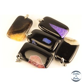 Lot de 5 pendentifs en agate - Rectangles/53 mm - Multicolore