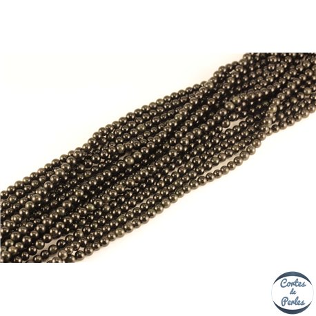 Perles semi précieuses en obsidienne - Rondes/4 mm - Noir