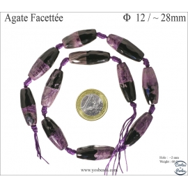 Perles en agate violet - Tubes/12mm