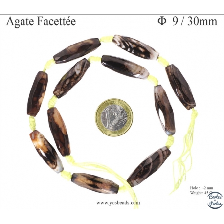 Perles semi précieuses en Agate - Tube/9 mm - Colorado