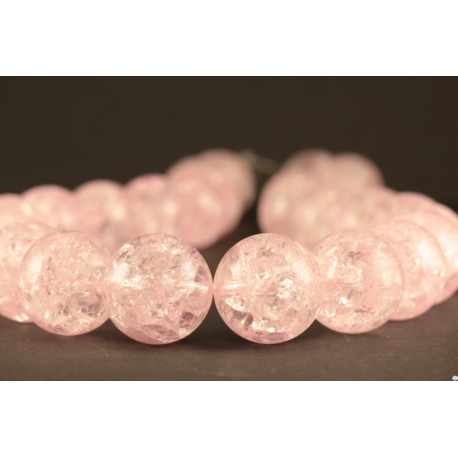 Perles semi précieuses en cristal crack - Ronde/16 mm - Rose