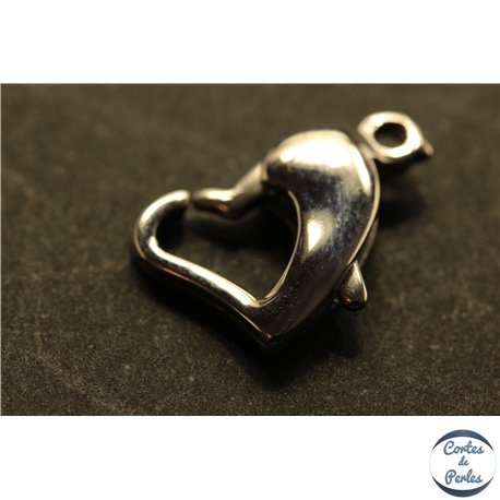 Fermoirs mousqueton coeur - 10 mm - Argenté