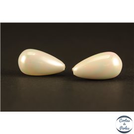 Boucles d'oreilles en perles de Majorque - Gouttes/16 mm - Blanc gris - Grade A
