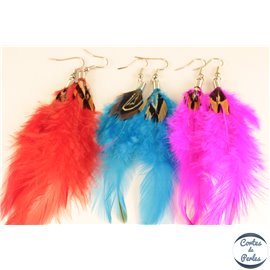 Boucles d'oreilles plumes - 12 cm - Multicolore