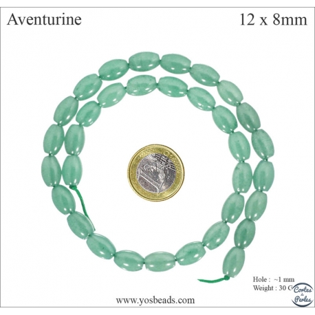 Perles semi précieuses en Aventurine - Olive/12 mm - Vert
