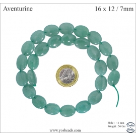 Perles en aventurine verte - Ovales/16mm