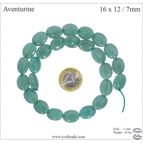 Perles semi précieuses en Aventurine - Ovale/16 mm - Vert