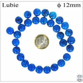 Perles de Bohème Lisses - Ronde/12 mm - Bleu