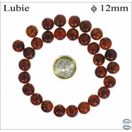Perles de Bohème Lisses - Ronde/12 mm - Marron