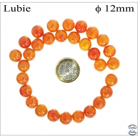 Perles de Bohème Lisses - Ronde/12 mm - Orange