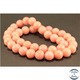 Perles semi précieuses en jade mashan - Rondes/10 mm - Rose Pâle