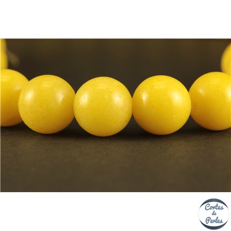 Perles semi précieuses en jade mashan - Rondes/10 mm - Jaune Canari