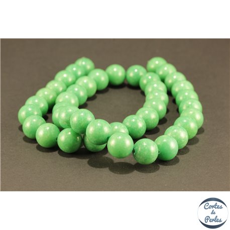 Perles semi précieuses en jade mashan - Rondes/10 mm - Vert Océan