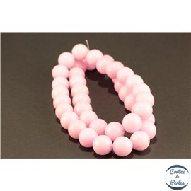 Perles semi précieuses en jade mashan - Rondes/10 mm - Rose Flamant