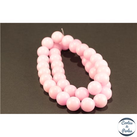 Perles semi précieuses en jade mashan - Rondes/10 mm - Rose Flamant