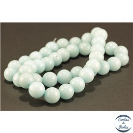 Perles semi précieuses en jade mashan - Rondes/10 mm - Turquoise Clair