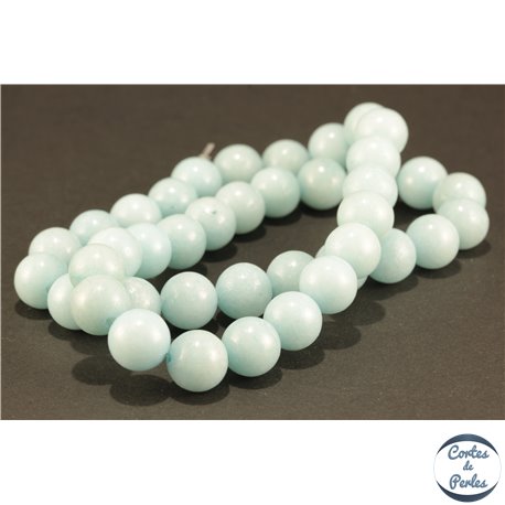 Perles semi précieuses en jade mashan - Rondes/10 mm - Turquoise Clair