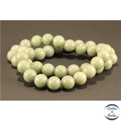 Perles semi précieuses en jade mashan - Rondes/10 mm - Kaki