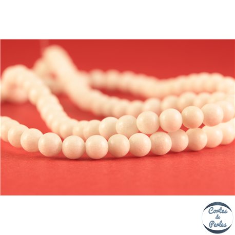 Perles semi précieuses en jade mashan - Rondes/4 mm - Blanc