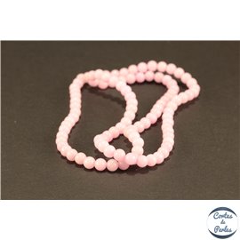 Perles semi précieuses en jade mashan - Rondes/4 mm - Rose Pâle