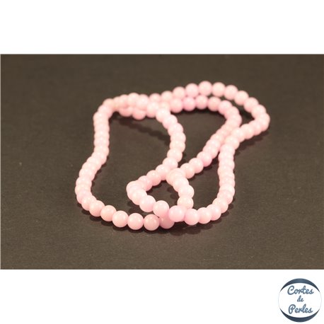 Perles semi précieuses en jade mashan - Rondes/4 mm - Rose Pâle