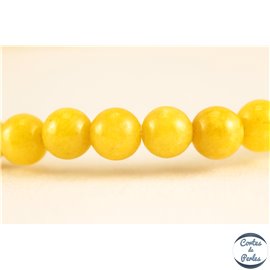 Perles semi précieuses en jade mashan - Rondes/4 mm - Jaune Canari