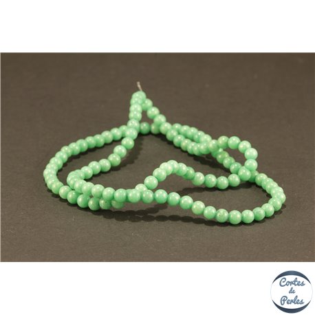 Perles semi précieuses en jade mashan - Rondes/4 mm - Vert Océan