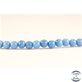 Perles semi précieuses en jade mashan - Rondes/4 mm - Bleu Roi