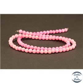 Perles semi précieuses en jade mashan - Rondes/4 mm - Rose Flamant