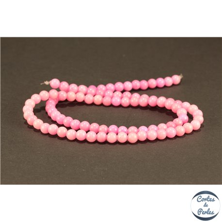 Perles semi précieuses en jade mashan - Rondes/4 mm - Rose Flamant