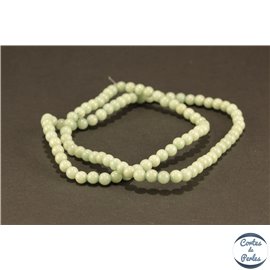 Perles semi précieuses en jade mashan - Rondes/4 mm - Kaki